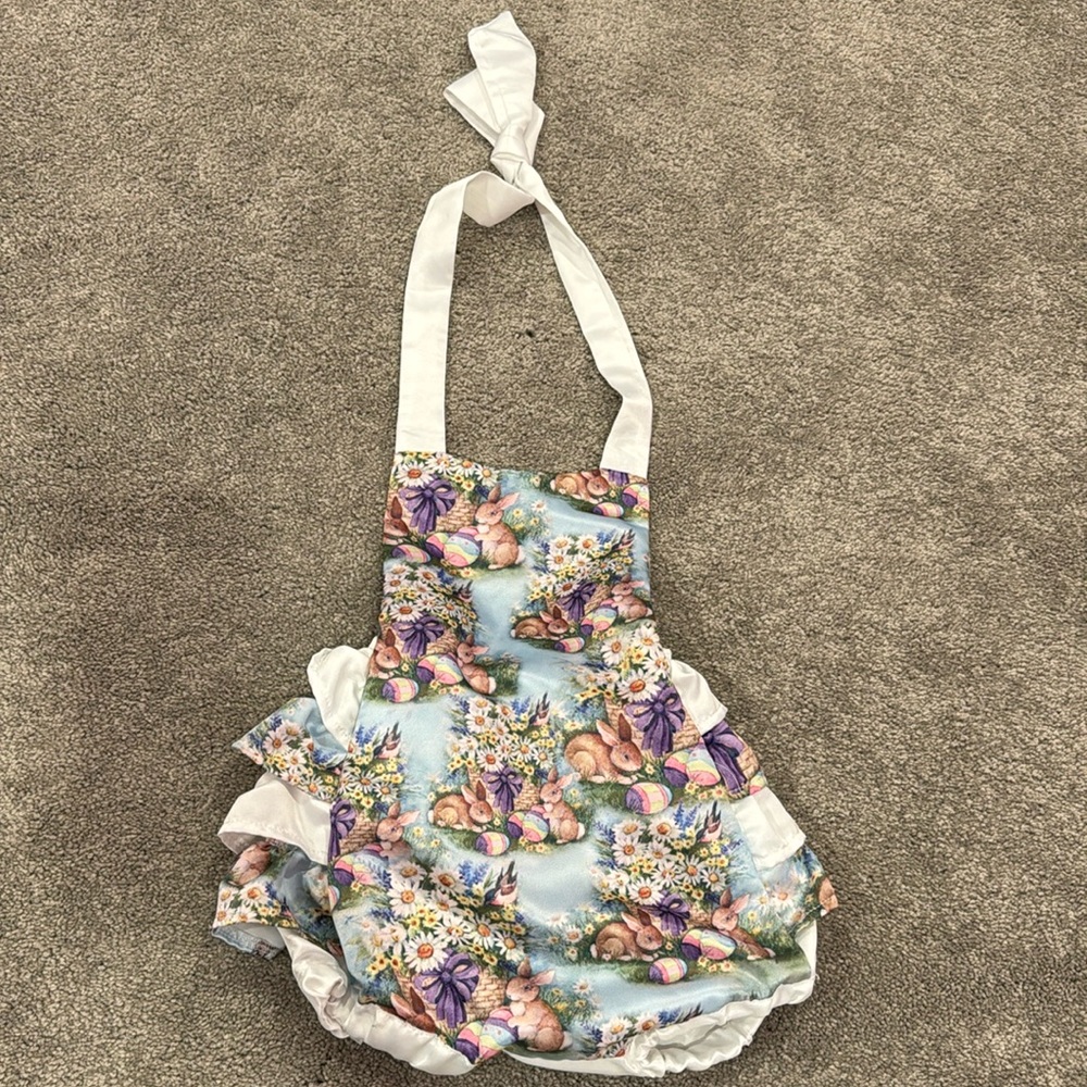 3 Months Baby Girl Ruffled Shorts Romper Easter Outfit